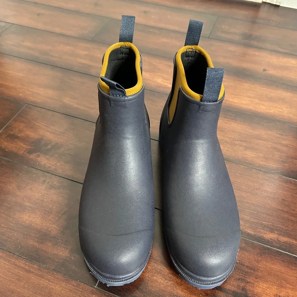 NWOB Merry People Bobbi Ankle Rain Boot Oxford Blue &‎ Tan Men 43 US 11